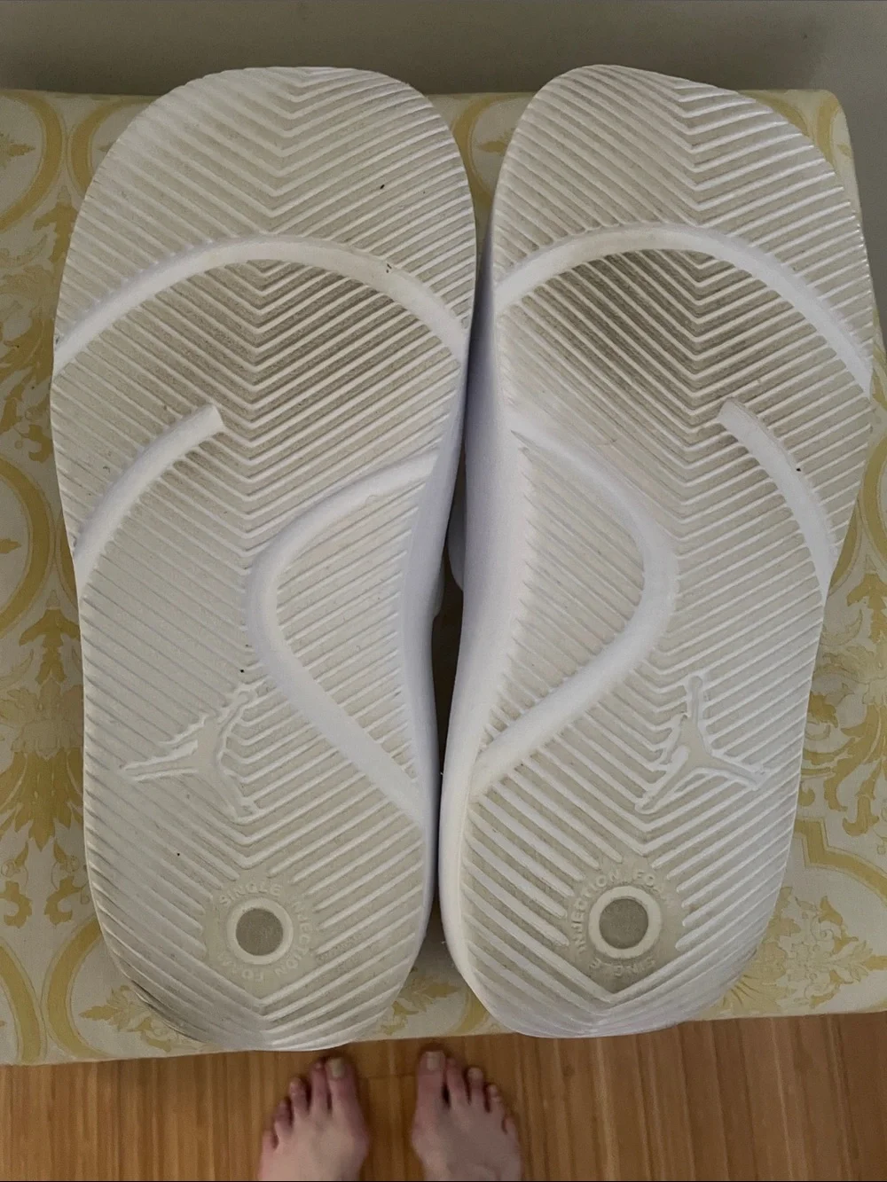 Nike White Slides with Black Jumpman Logos